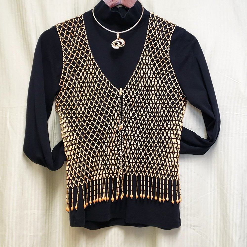 🍁Stretchable Beaded See Through Vest.